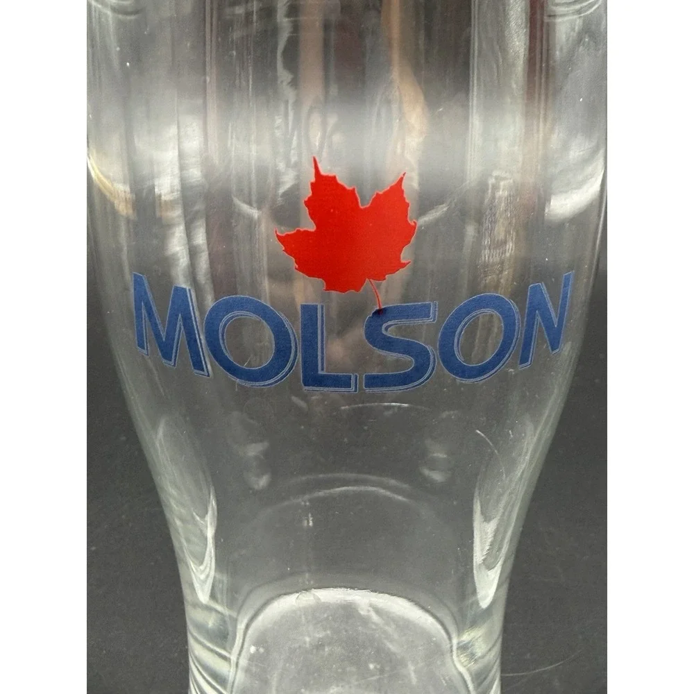 3 Molson Canadian Beer 16oz Tulip Glasses Maple Leaf Logo Libbey EUC Barware